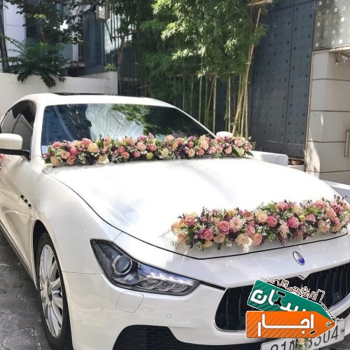اجاره ماشین عروس، دسته گل،تاج و باکس گل با قیمت مناسب
