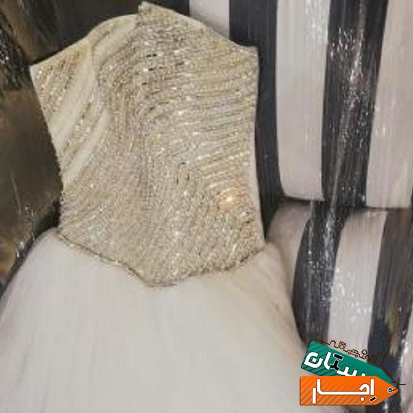 اجاره ی لباس عروسی سنگ‌ کاری شده پفی