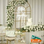 بادکنک-آرایی-و-گل-حرفه-ای-واجاره-باکس-شیشه-بک-حلقه-مستطیل-انواع-میز-سفید-طلایی